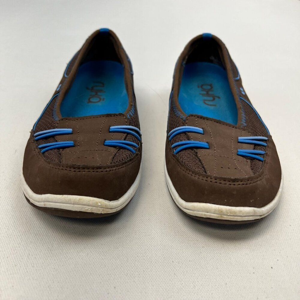 Ryka Women’s Brown Leather Bungee Slip On Skimmer Flats Brown/Multi Size 6.5W - Picture 5 of 9